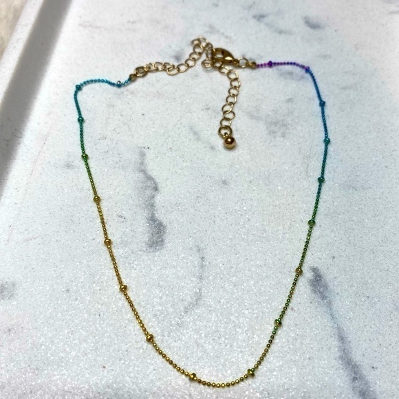 Rainbow Multi Color Tone Chain Necklace with Adjustable Clasp - Picture 1 of 1